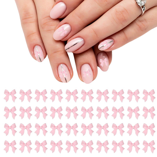 YELARXI Nail Bows, 3D Flowers for Nails Acrylic Resin Bows Art Accessories - Fitting for (DIY Manicure - Tips Decoration - Women and Girls) 100 Pcs & Light Pink
