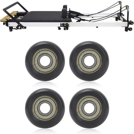 4 Replacement Roller Wheels for Aero Pilates Reformer – Easy to Fit, Smooth & Quiet Glide, Black (Black)