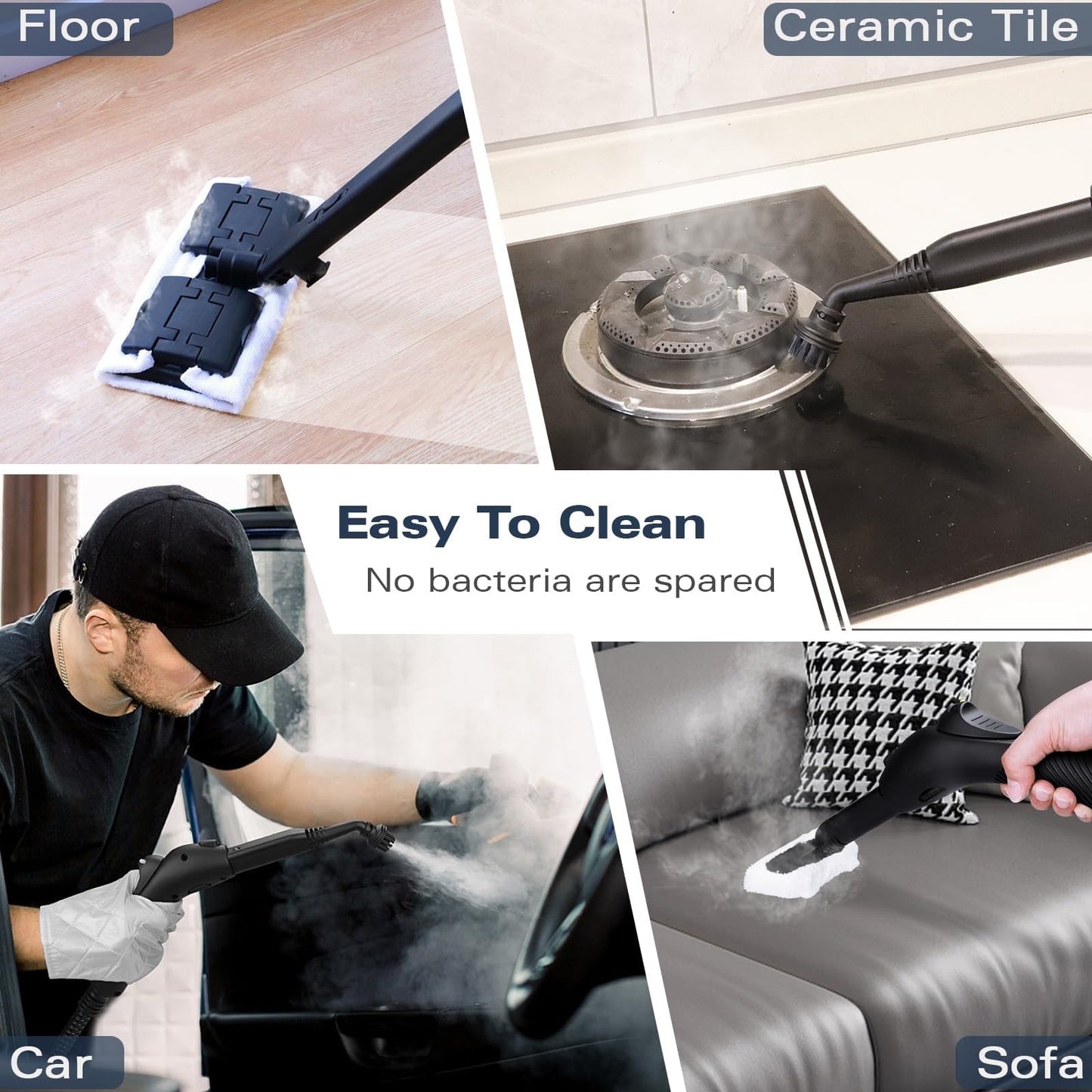 Steam Cleaner, Steam Cleaner For Home, Handheld Steamer For Cleaning With 21 Accessories, 248 °F High Temperature, Suitable for Grout, Floor. Sofas, Upholstery, White