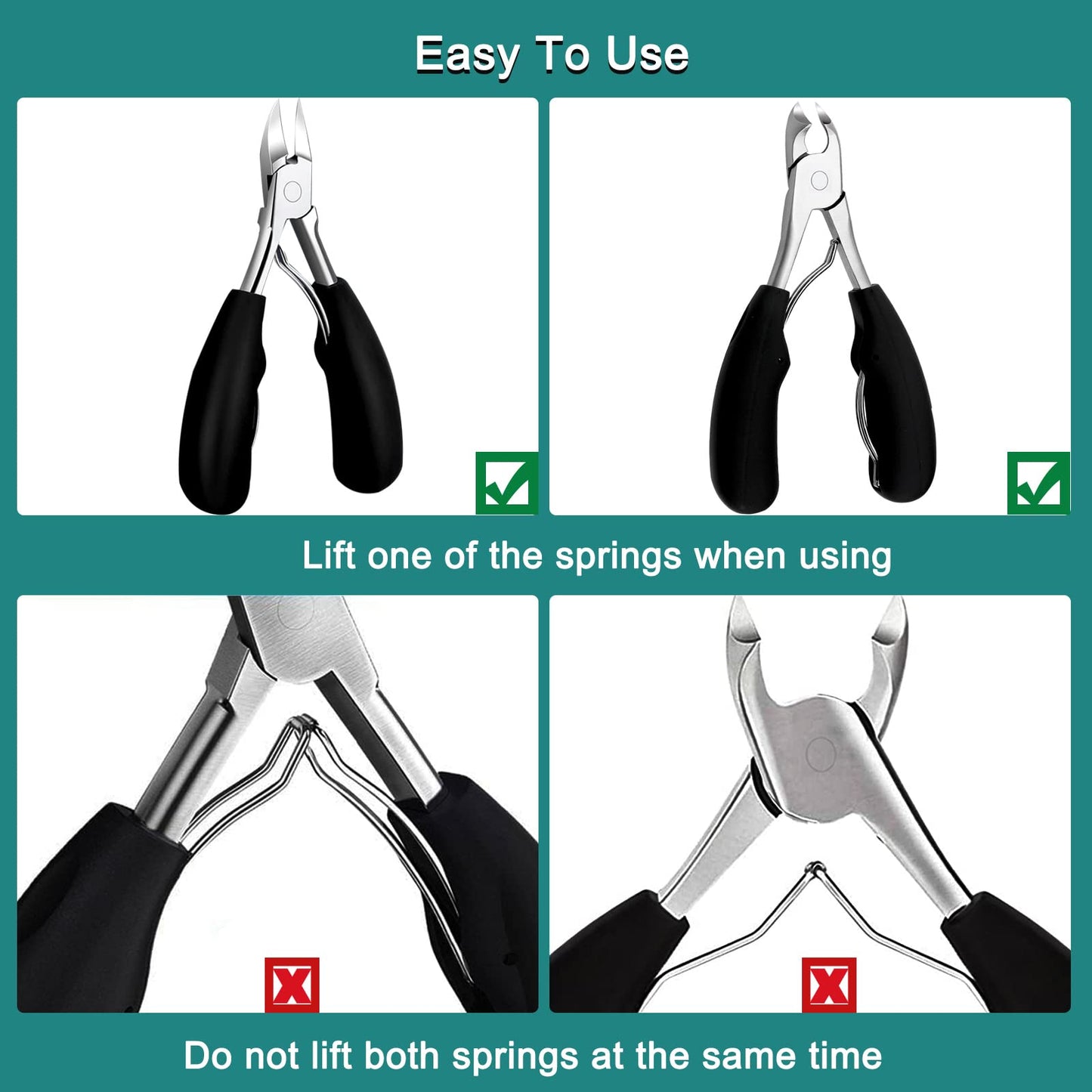 Merkaunis 6Pcs Toenail Clippers for Thick Toenails Ingrown Nail Clippers, Large Toe Nail Clippers, Heavy Duty Toe Nail Clippersfor Seniors Toenail Clippers Set with Long Handle for Men