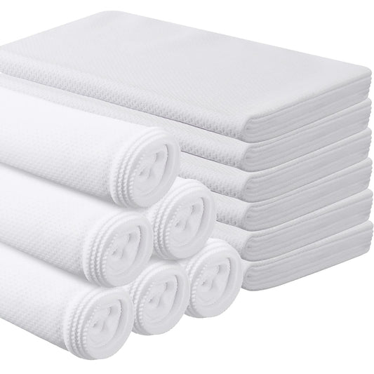 BBTO 12 Count Sublimation Cooling Towels Bulk for Sports 40"x12" White Golf Sweat Gym Towel Ice Breathable Soft Chilly Microfiber Sweat Rags for Neck Face Body Hot Weather Workout Sports