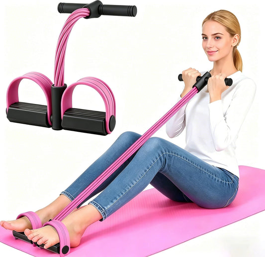 6-Tube Pedal Resistance Band for Women,Fixed High Resistance Foot Pedal Exerciser,Anti-Snap Home Gym Workout Equipment for Abdomen,Waist,Arm,Leg,Glutes,Full Body Toning & Strength Training (Pink)