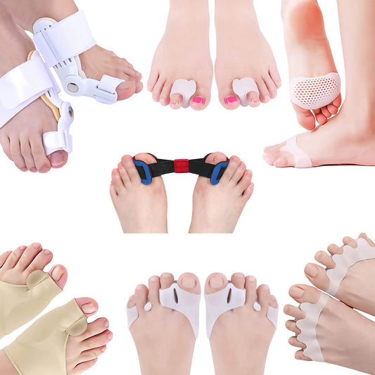 GELMAY 15Pcs Bunion Corrector, Hallux Valgus Relief Pads Toe Spacer Straightener Big Toe Separator Correction Splint Hammer Gel Metatarsal Sleeve Protector Brace Exercise Strap