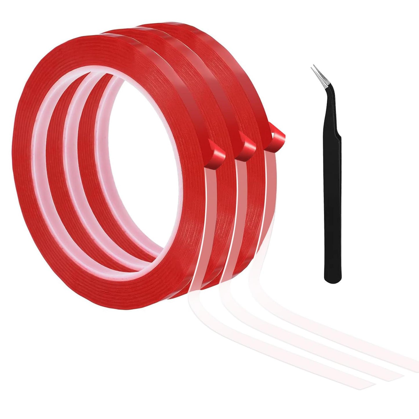 HLQHXWHZT 3 Rolls of Double Sided Tape, Removable Pressure Nail Adhesive Strong Adhesive Tape for Press on Nail Packaging Nail Salon Home Office Supplies…