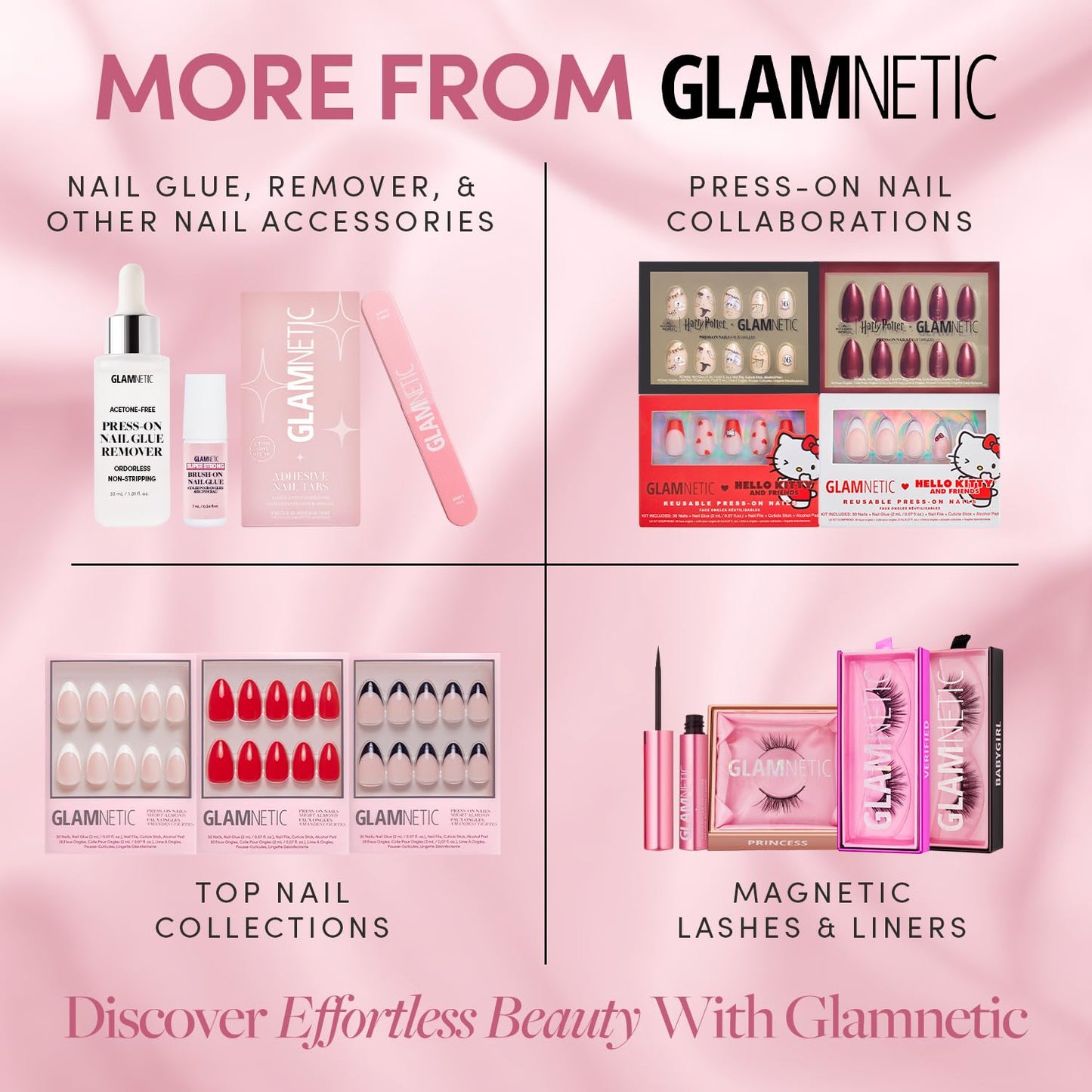 Glamnetic Press-On Nails - Los Angeles | Super Strong Brush On Nail Glue & Press-On Nail Remover | Blush Nude Pink Short Almond Nails in Glazed Finish | 15 Sizes - 30 Nail Kit with Glue and Remover