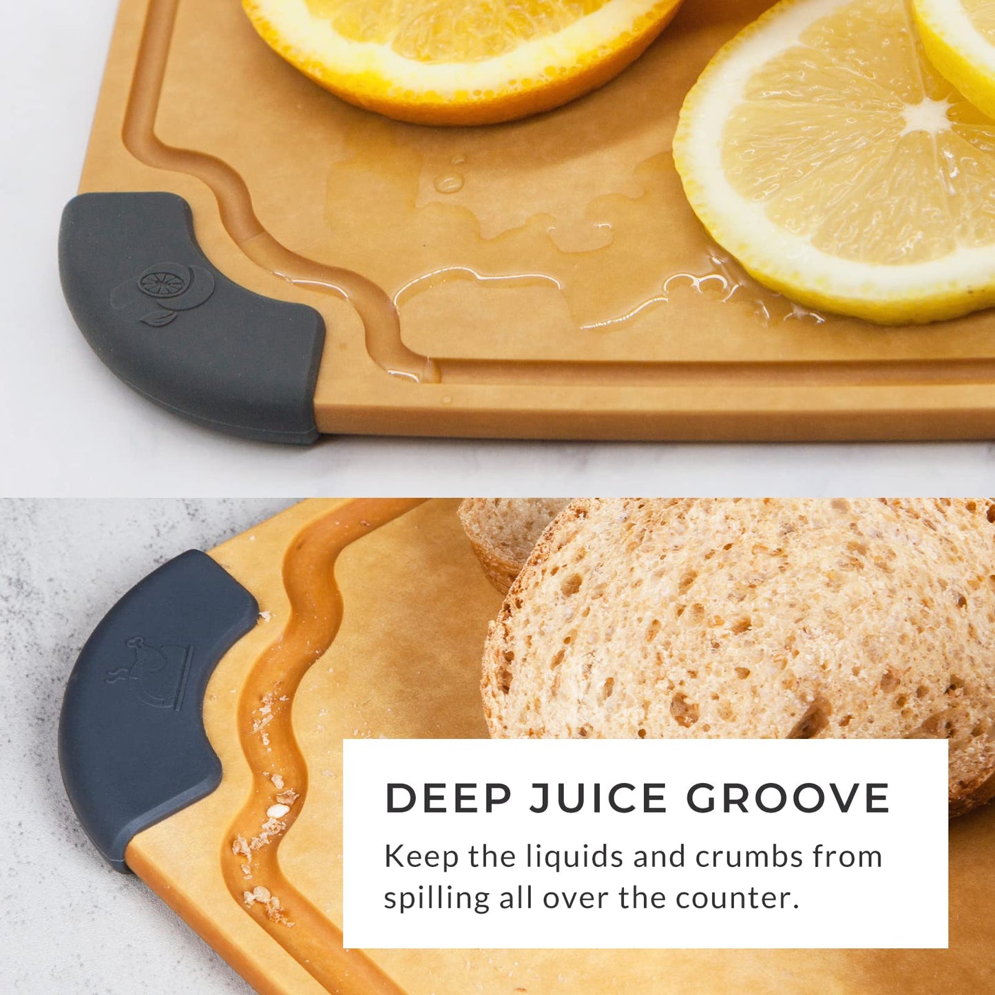 Elihome Essential 3-piece Dishwasher Safe Non Slip Juice groove Cutting Board Set and 5-piece Premium Stainless Steel Kitchen Knife Set