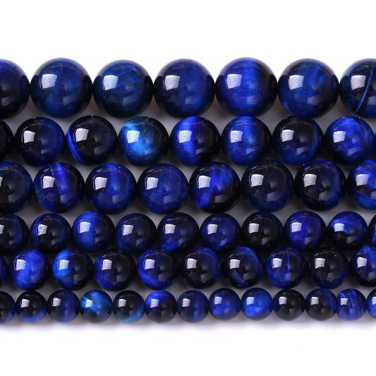 8mm 45PCS Natural Stone Lapis Blue Tiger Eye Beads 5A Quality Spacer Loose Beads for Jewelry Making DIY Bracelet Accessories