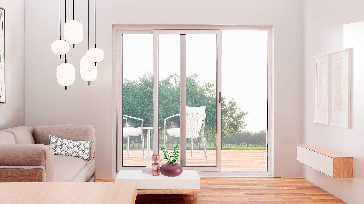 VDOMDOORS Patio Exterior Metal-Plastic Sliding Doors/Patio 8166 White Silk 64" x 80" Right Active Door/Tempered Clear Glass Bypass Door