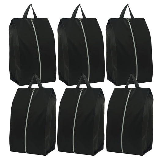 6pcs Portable Shoe Organizer, Travel Pouches with Zipper, Golf Shoe Bags, Clothes Bags, Soccer Cleats Bag Shoe Pouch for Gym, Waterproof, Odor-Resistant (Black)
