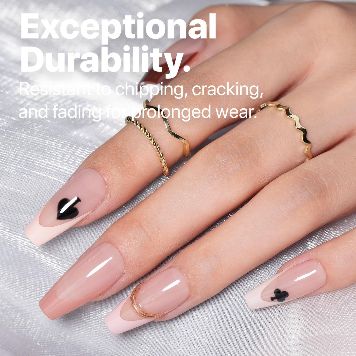SXC Cosmetics French Tip Press On Nails - Skin Tone Nude and Color Series, Medium Coffin X-Pro Tips Starter Kit ST120KIT