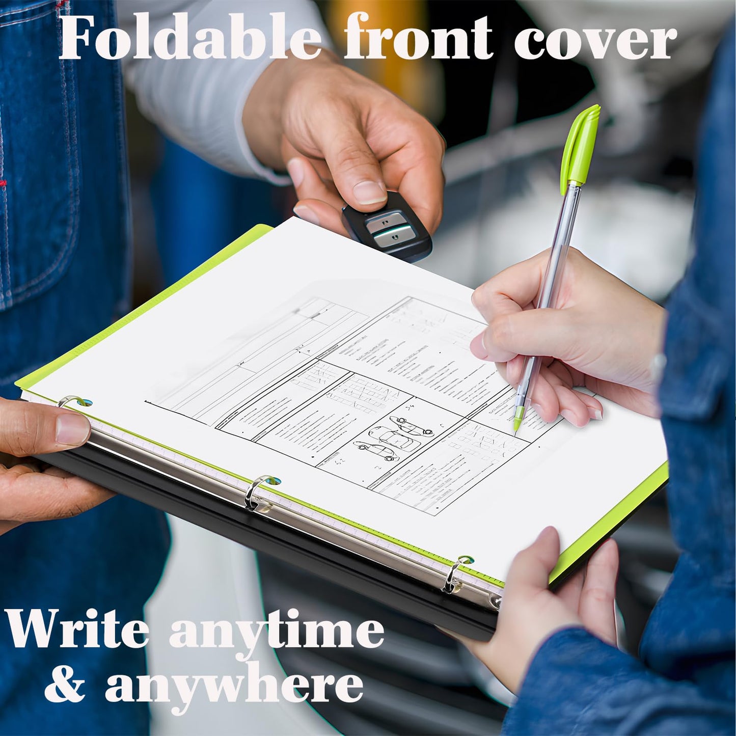 INFUN 1 Inch 3-Ring Telescoping Project Organizer Binder, 13 Pocket, Customizable Front Cover, 5 Color Dividers, Plastic Pocket, 225 Sheet Capacity-White