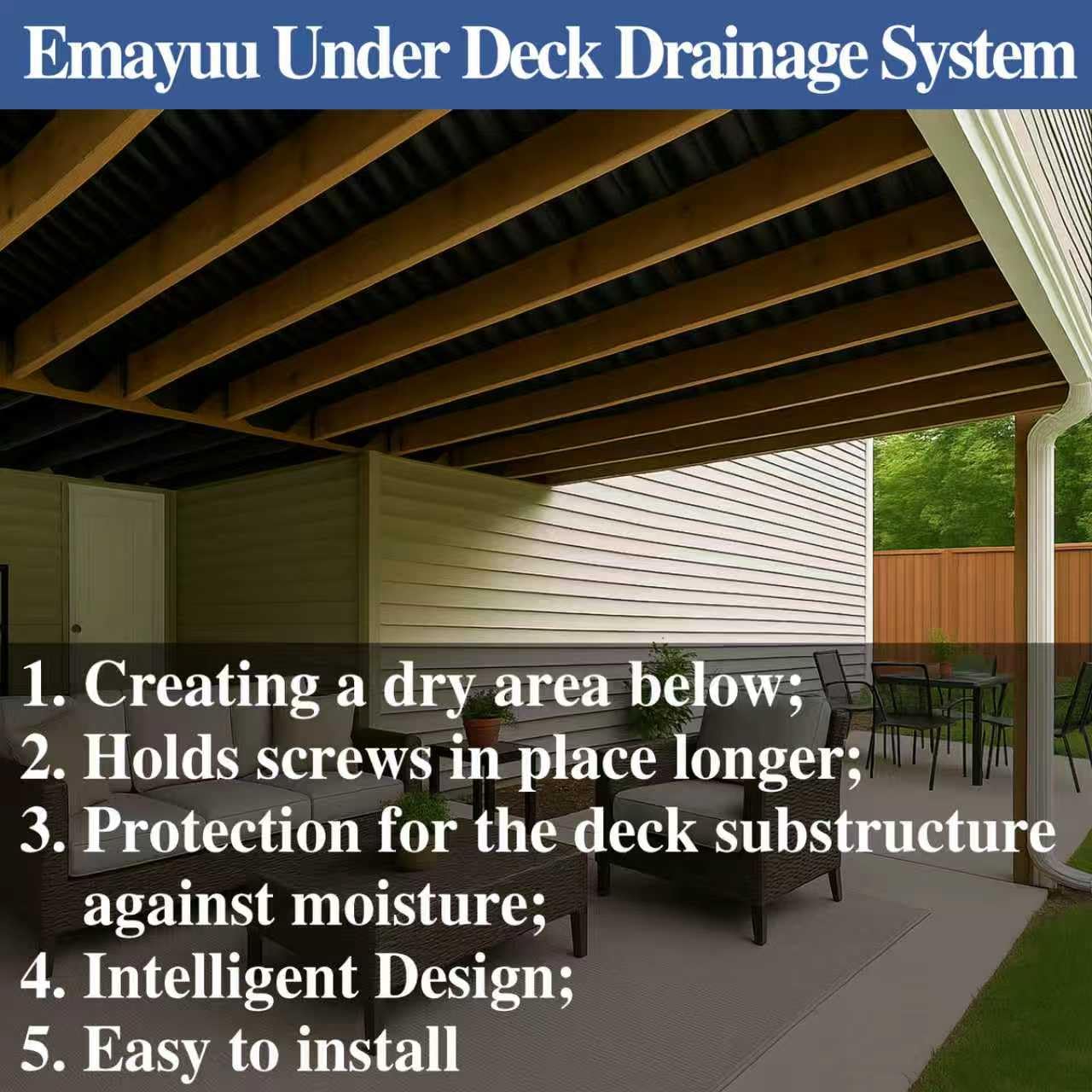 Emayuu 20PCS Black Downspouts for Under Deck Drainage System, PE Deck Downspouts Use for 12"&16" Joist Spacing