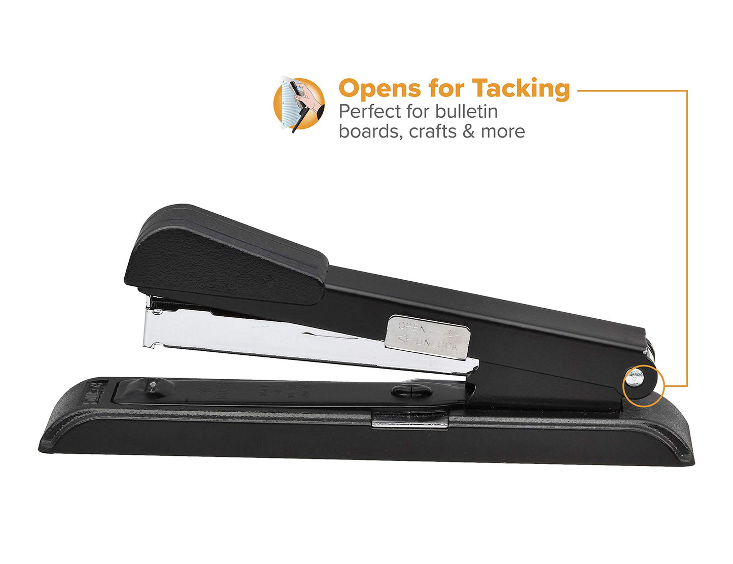 Bostitch Office B8 PowerCrown Travel & Desktop Stapler, 30 Sheet Capacity, Durable Metal, Black.