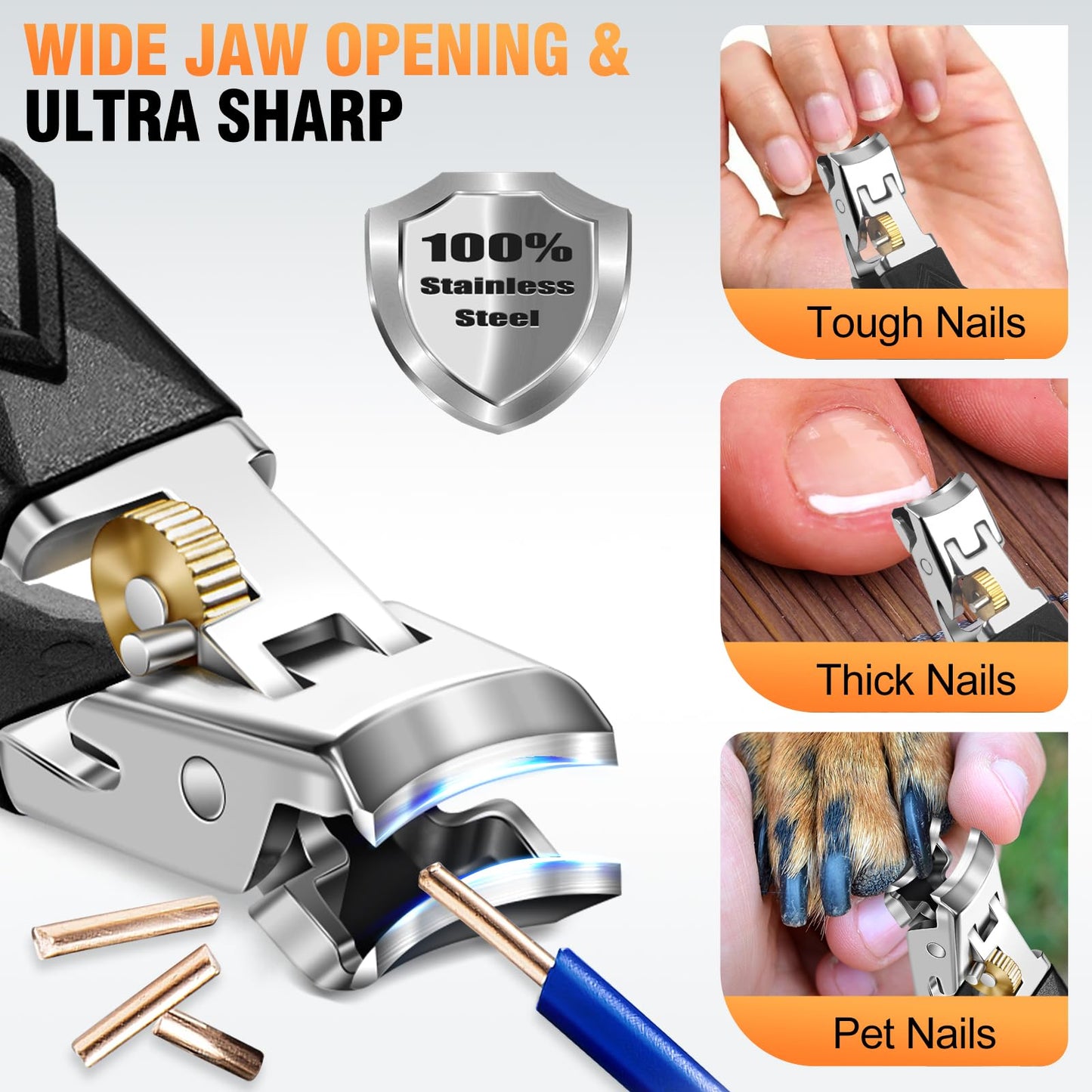 2026 Toenail Clippers for Thick Toenails, Wide Jaw Opening Toe Nail Clippers for Men, Heavy Duty Ingrown Toenail Clippers Nail Clippers, Ultra Sharp Slanted Nail Cutters with Long Handle