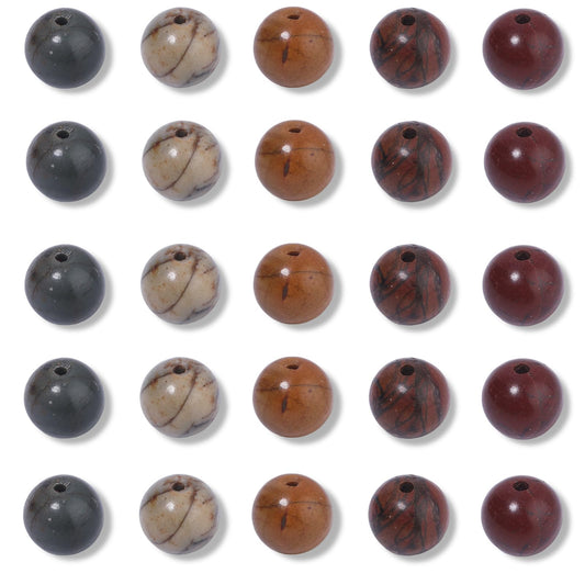 NITOPUPU 100Pcs 8mm Smooth Picasso Jasper Beads for Jewelry Making, Natural Round Loose Gemstone Stone Bead for Necklace Bracelets, Crafts for Adults with Crystal Stretch Cord