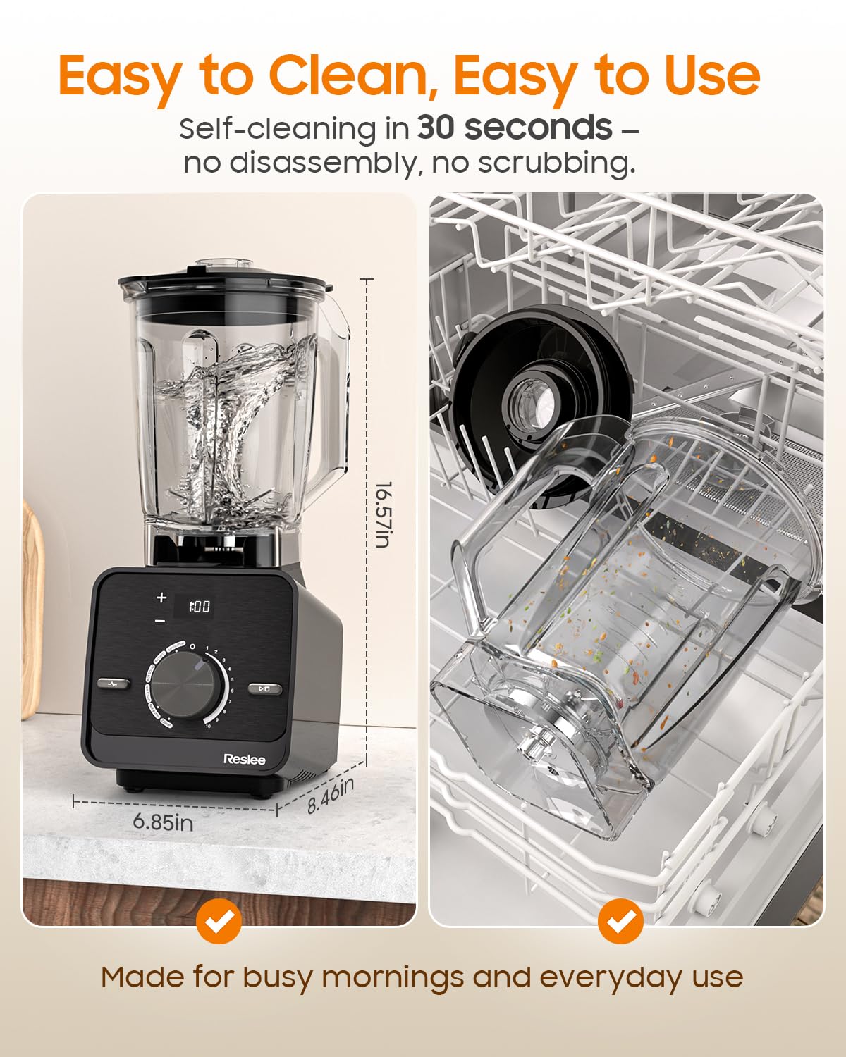 Professional High Power Blender, 3.5HP Motor 30000 RPM, Heavy Duty Countertop Blender for Frozen Fruit & Ice, Hot Soup & Nut Milk, Smoothie Maker, 56oz Eastman Tritan Jar, 10 Speeds & 6 Presets.