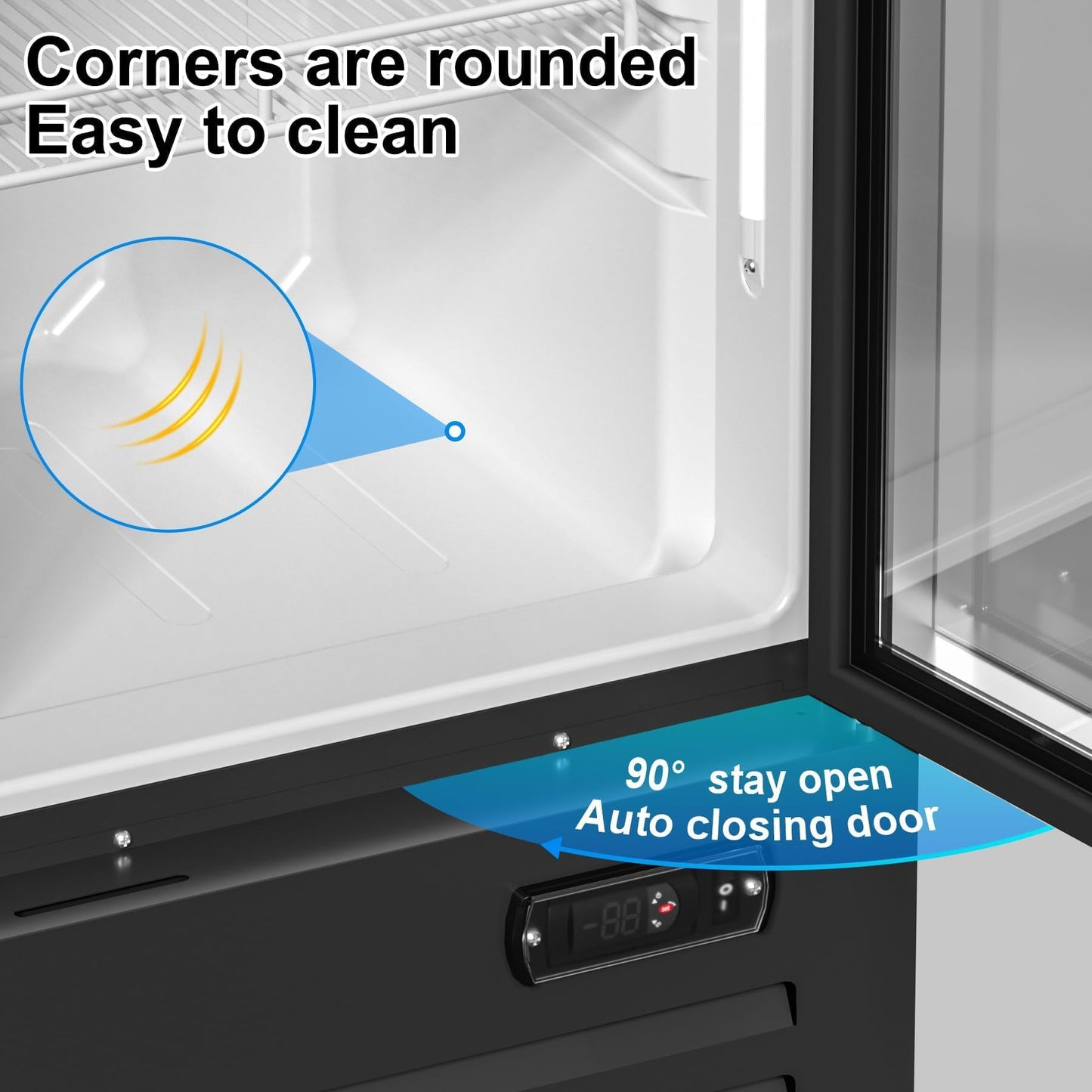 Rockitch Commercial Beverage Refrigerator with 1 Glass Door, 12.3 Cu.ft Commercial Upright Display Merchandiser, Drink Cooler Fridge with LED Light, Lock Wheels for Bar, Shop, ETL Approved