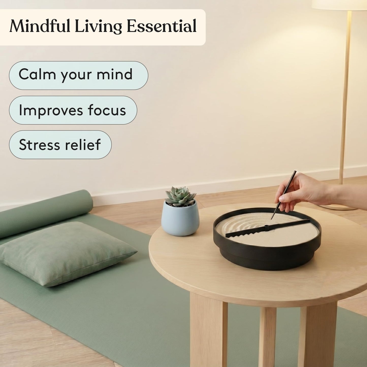 Special Supplies Zen Garden Sand Spinner – Self Spinning Sandscape for Desk, Mindfulness Kit, Stress Relief, Sensory Therapy Tools- Zen Garden Kit- Black