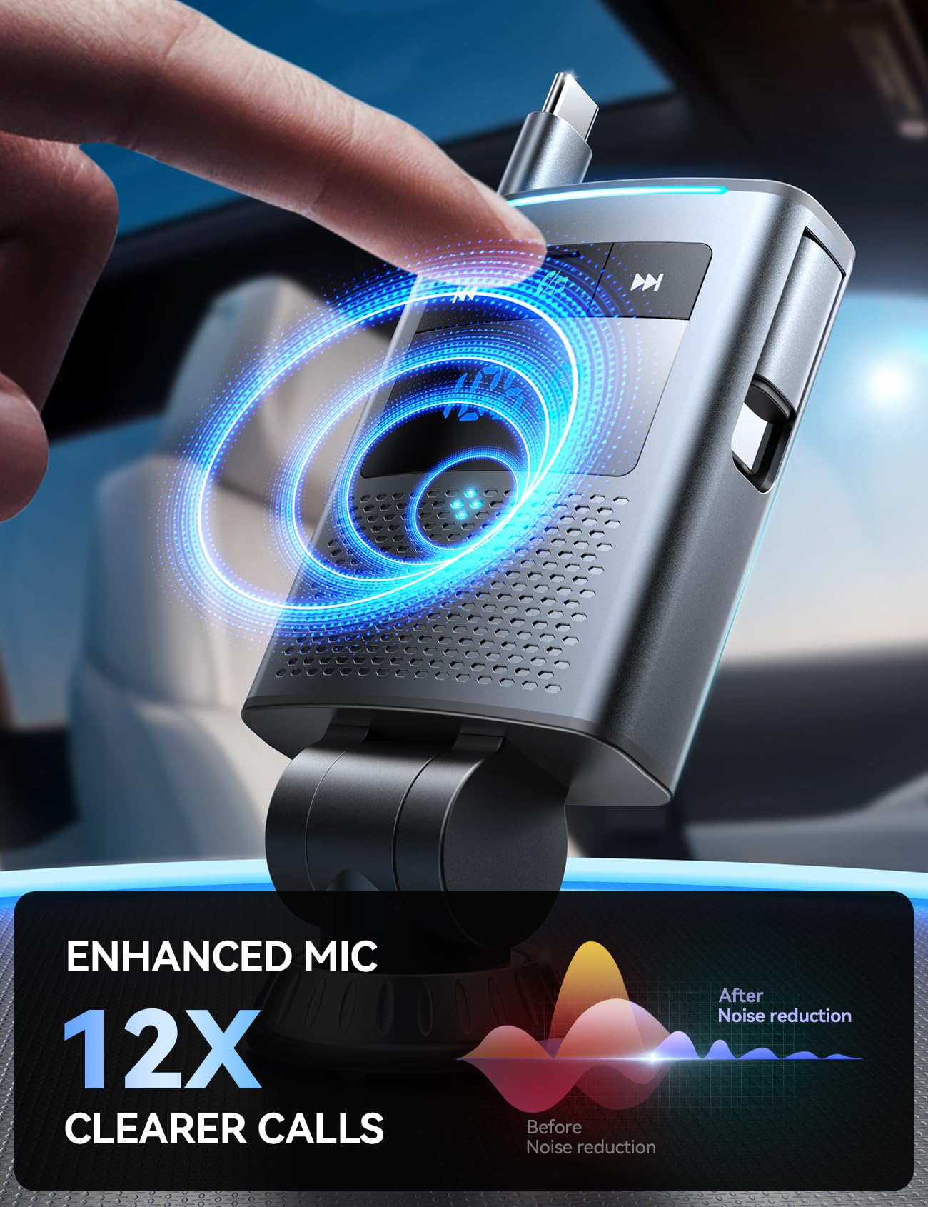 JOYROOM Bluetooth 5.4 Car Adapter FM Transmitter 90W [PD 45W & 45W USB C Retractable Cable] Fast Charging Cigarette Lighter Wireless Music Adapter Hands-Free Calling Radio Support USB Drive