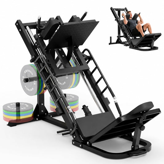 Leg Press Hack Squat Machine Combo, 45° Leg Exercise Machine ,Lower Body Special with Weight Storage for Quads, Hamstring, Glutes, Calves, Compact Home Gym Leg Day Equipment