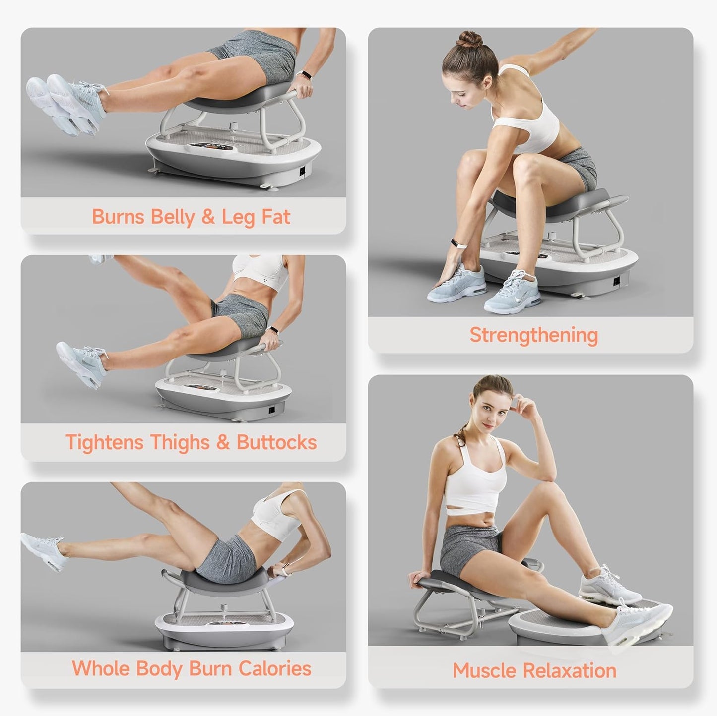 Wonder Core Rock N Fit - Vibration Plate Exercise Machine, Whole Body Vibration Platform with Seat, Body Shaker for Weight Loss, Lymphatic Drainage, Recovery, Home Fitness Equipment