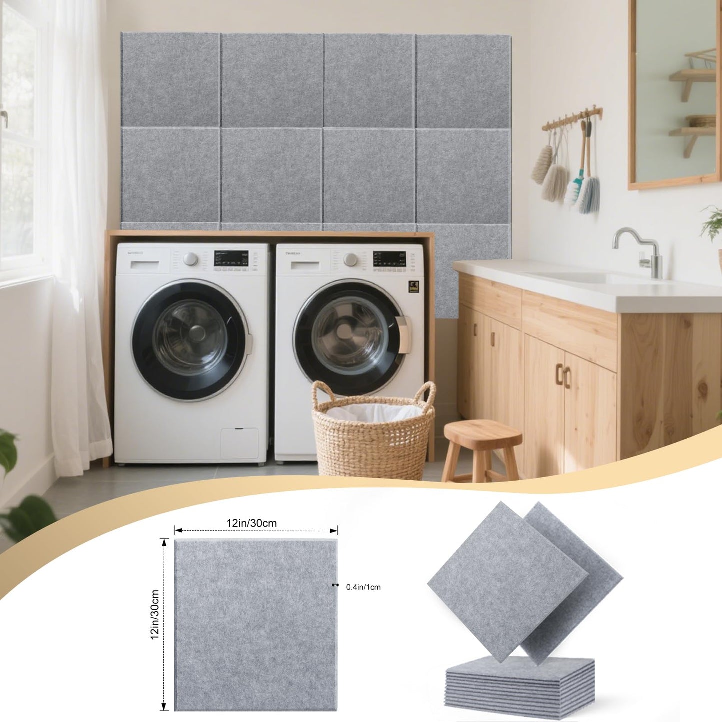 12Pack Acoustic wall Panels Panels 0.4" x 12" x 12" Soundproof Wall Panels Noise High Density Sound Dampening Panels Panels for Home Office Recoding Studio with self Adhesive Acoustic Panels.