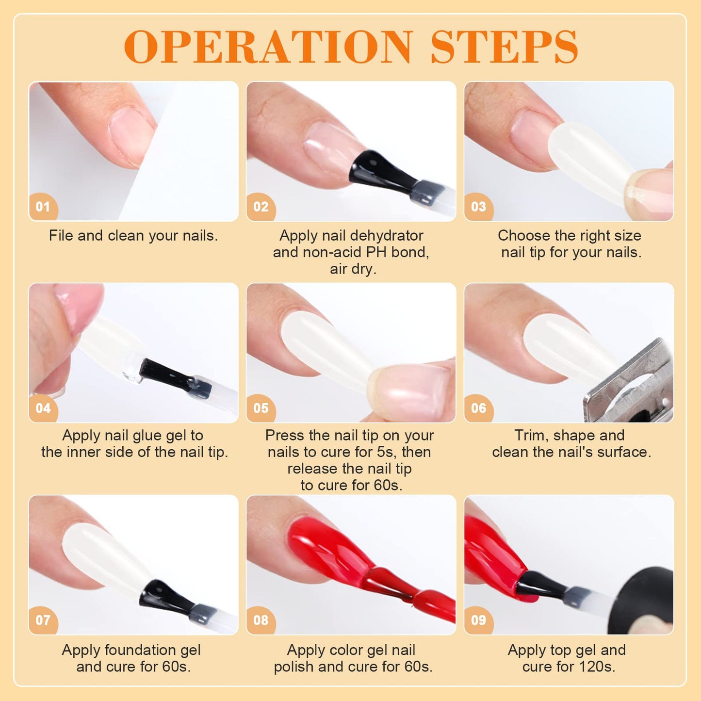 SAVILAND Gels Nail Kit Almond: Natural Nail Tips 500 Pcs and 4 In 1 Nail Glue Gel, U V/LED Nail Lamp Pre-shaped White Full Cover False Nails for Acrylic Nail Kit Nail Art DIY Salon At Home Gift
