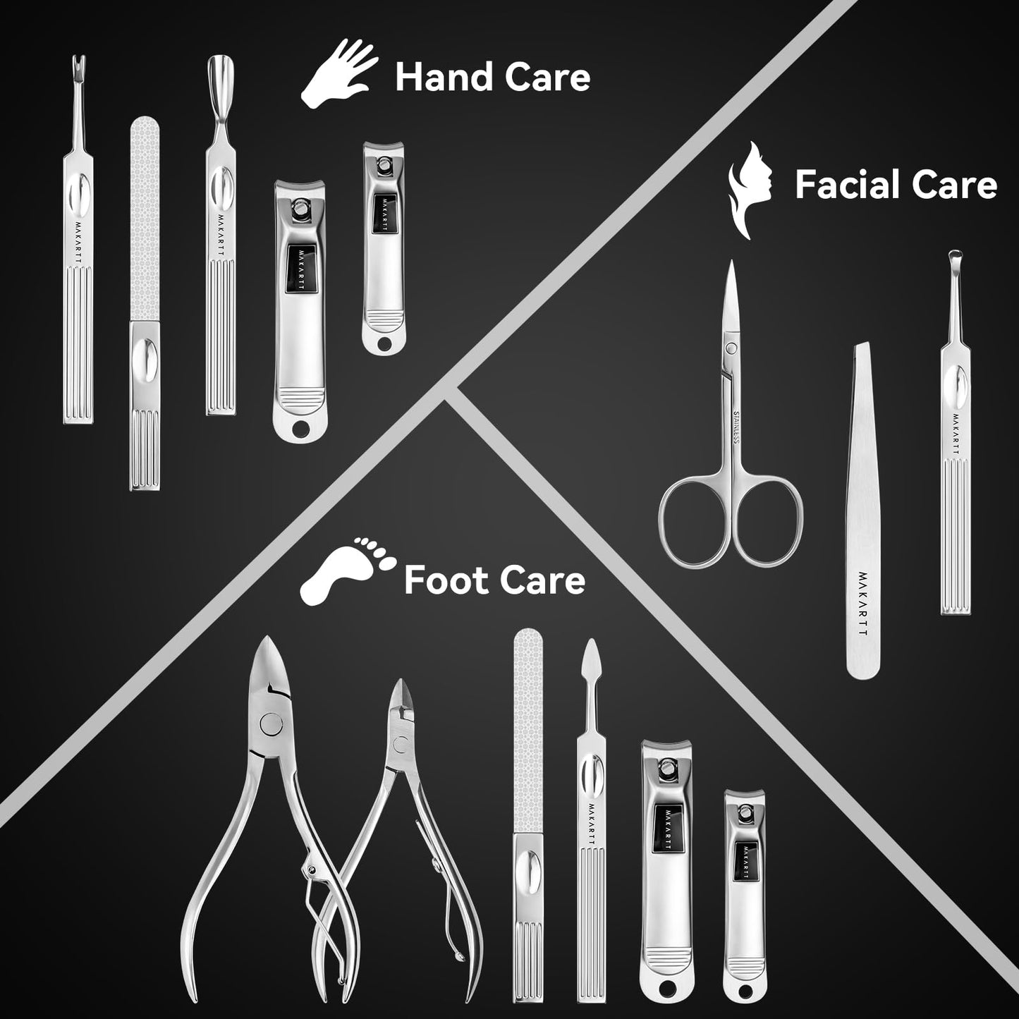 Makartt Nail File, 100/180 Grit Nail Files for Natural Nails Bundle with Manicure Kit: Professional Nail Care Kit Nail Clippers Set - 11 pcs Stainless Steel Tavel Nail Tool Kit
