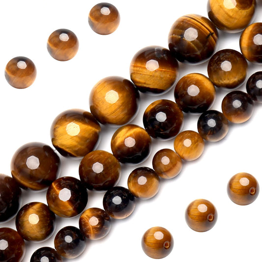 Natural Classic Tiger Eye Beads, Grade AAA Gemstone Round Loose Beads 10MM 40PCs Bulk Lot Options, Semi Precious Stone Beads for Jewelry Making