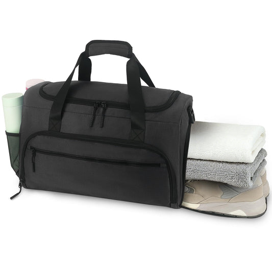 Gym Bag for Men Women, Sports Duffle Bags with Wet Pocket & Shoes Compartment, Water Resistant Overnight Duffel Bag - Light Black