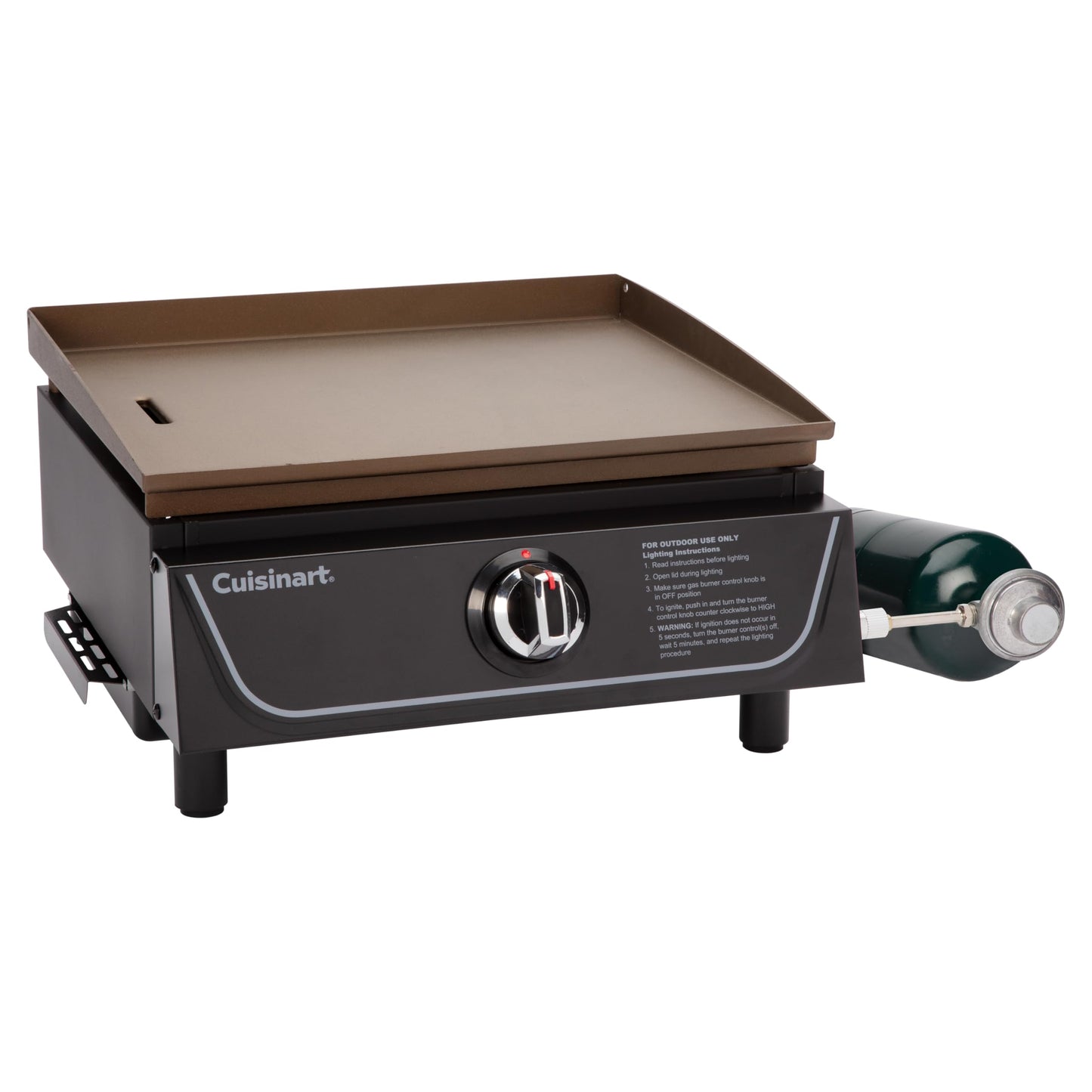 Cuisinart 17” Tabletop Gas Griddle, Easy Assembly Compact Outdoor Flat-Top Grill with Grease Cup, 255 Sq. In Cooking Space Perfect for Camping, Tailgates & BBQs