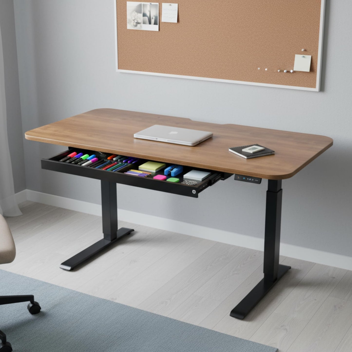 PERFECT POSTURE Max Under Desk Storage Drawer – Large Desk Drawer with Lock for Regular & Sit-Stand Standing Desks, Gray (26.7” x 13”)