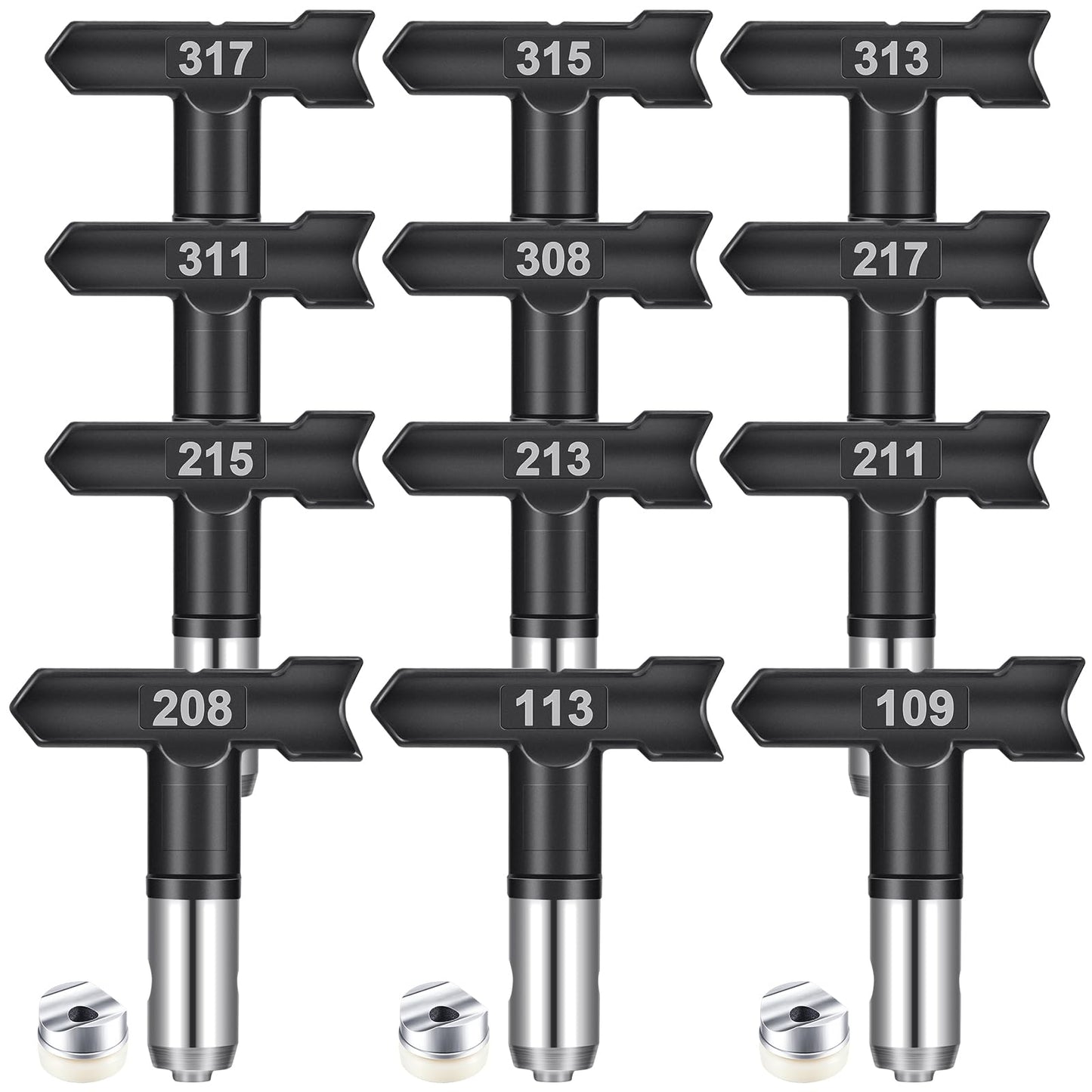 Zhengmy 12 Pcs Airless Paint Sprayer Tips Reversible Spray Tips Nozzles Tip Paint for Airless Sprayer Gun House Painting Fences(109,113, 208,211,213,215,217,308,311,313,315,317)