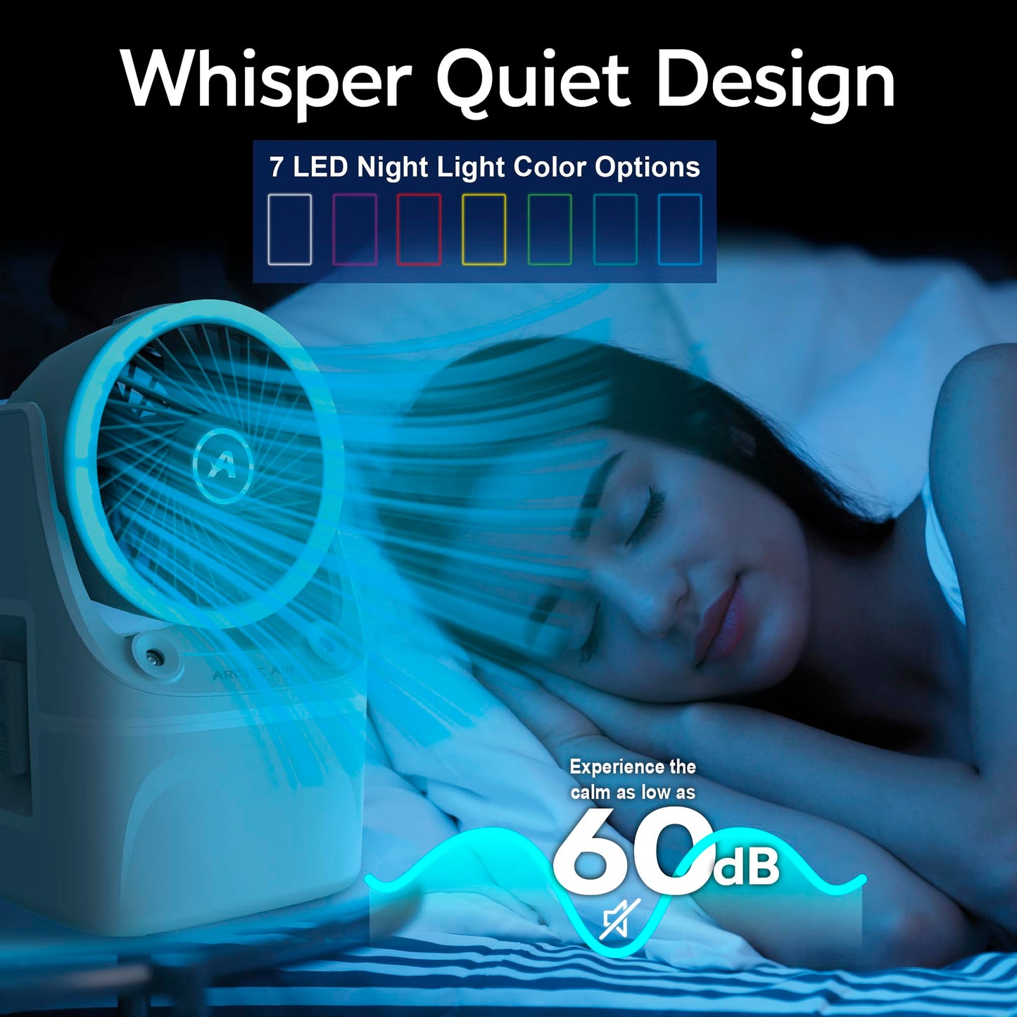 Arctic Air Ice Jet X3 Portable Air Cooler,Dual Mist Modes, Up to 8-Hour Cooling Time, 3-Speed Portable Cooler with Adjustable Airflow, USB C, LED Mood Light, Lightweight, Great for Home & Travel