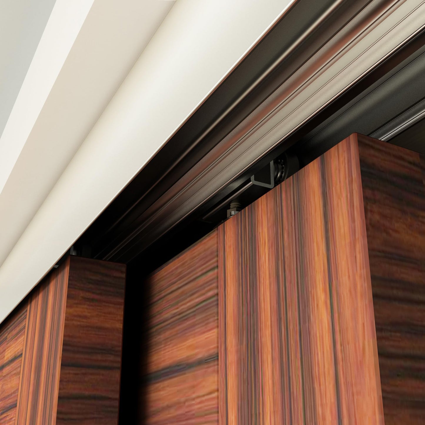 WEWORTH Heavy Duty Double Bypass Sliding Closet Door Track Kit Hardware 72”/6FT Aluminium Alloy Track Rail Set,for 2 Door System,Smoothly and Quietly,Silver