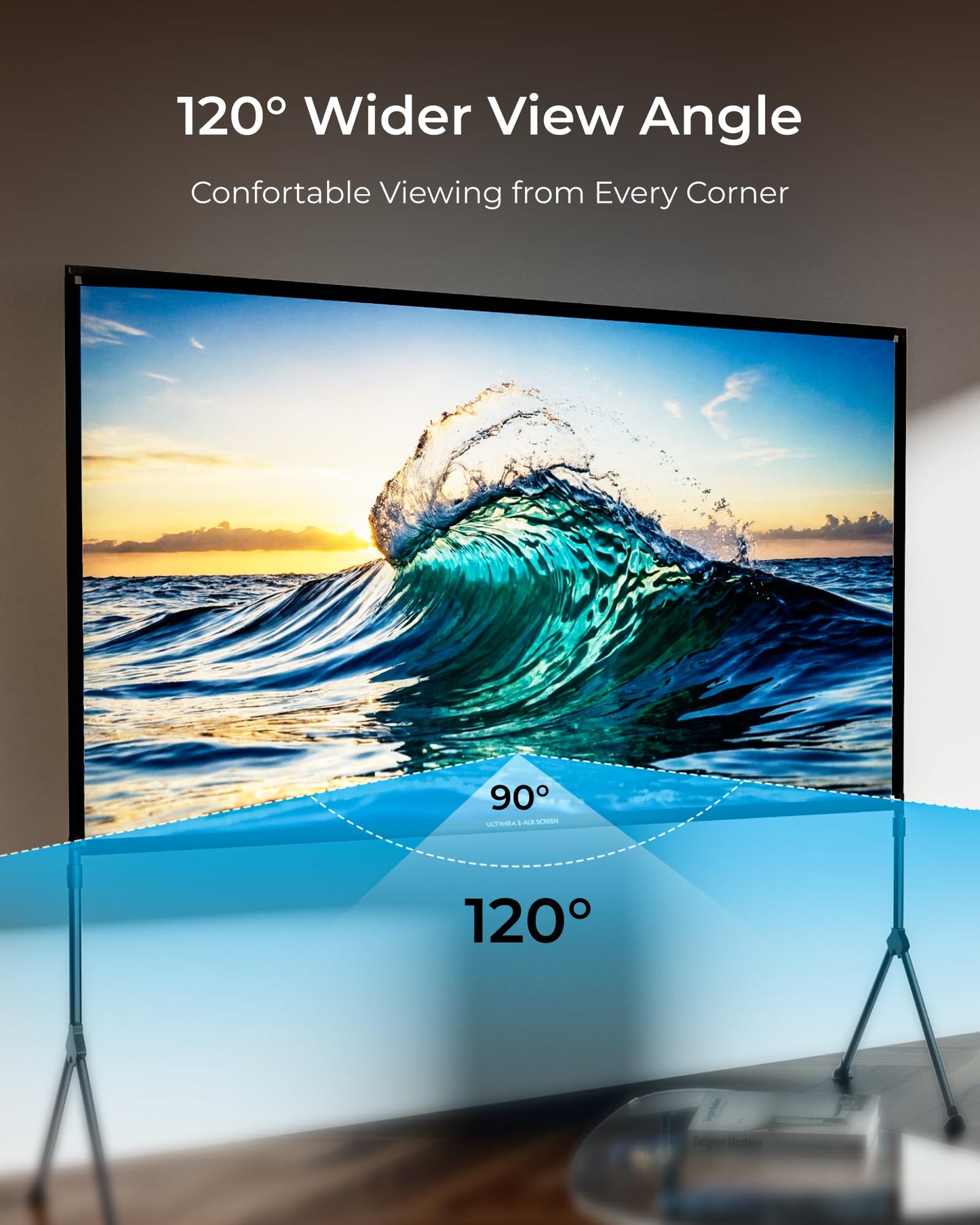 ULTIMEA 120 inch E-ALR Projector Screen with Stand, 80% ALR Portable Silver Projector Screen 2.0 Gain Value for Outdoor Daytime & Home Theater, 4K Full HD Movie Screen, Photon 120