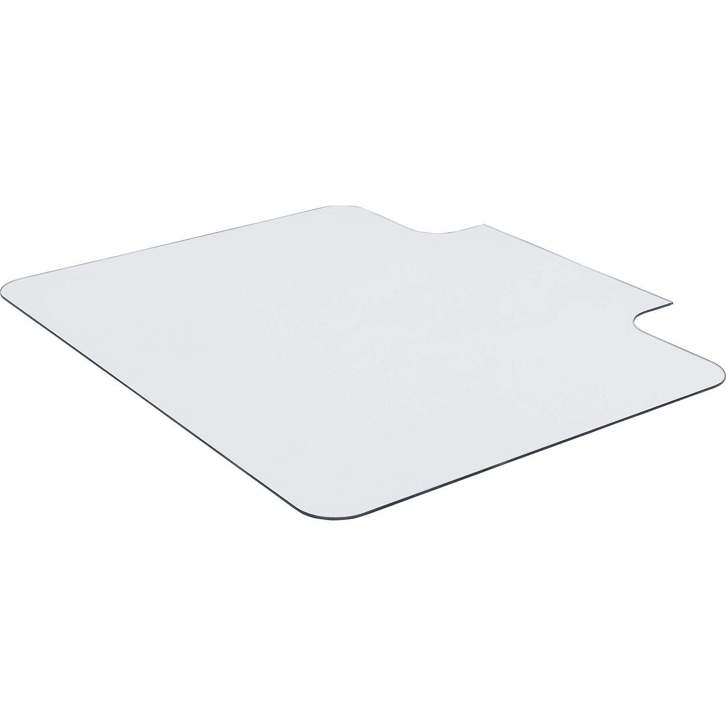 Lorell Tempered Glass Chairmat with Lip, 36" x 48", Clear, 1 Each