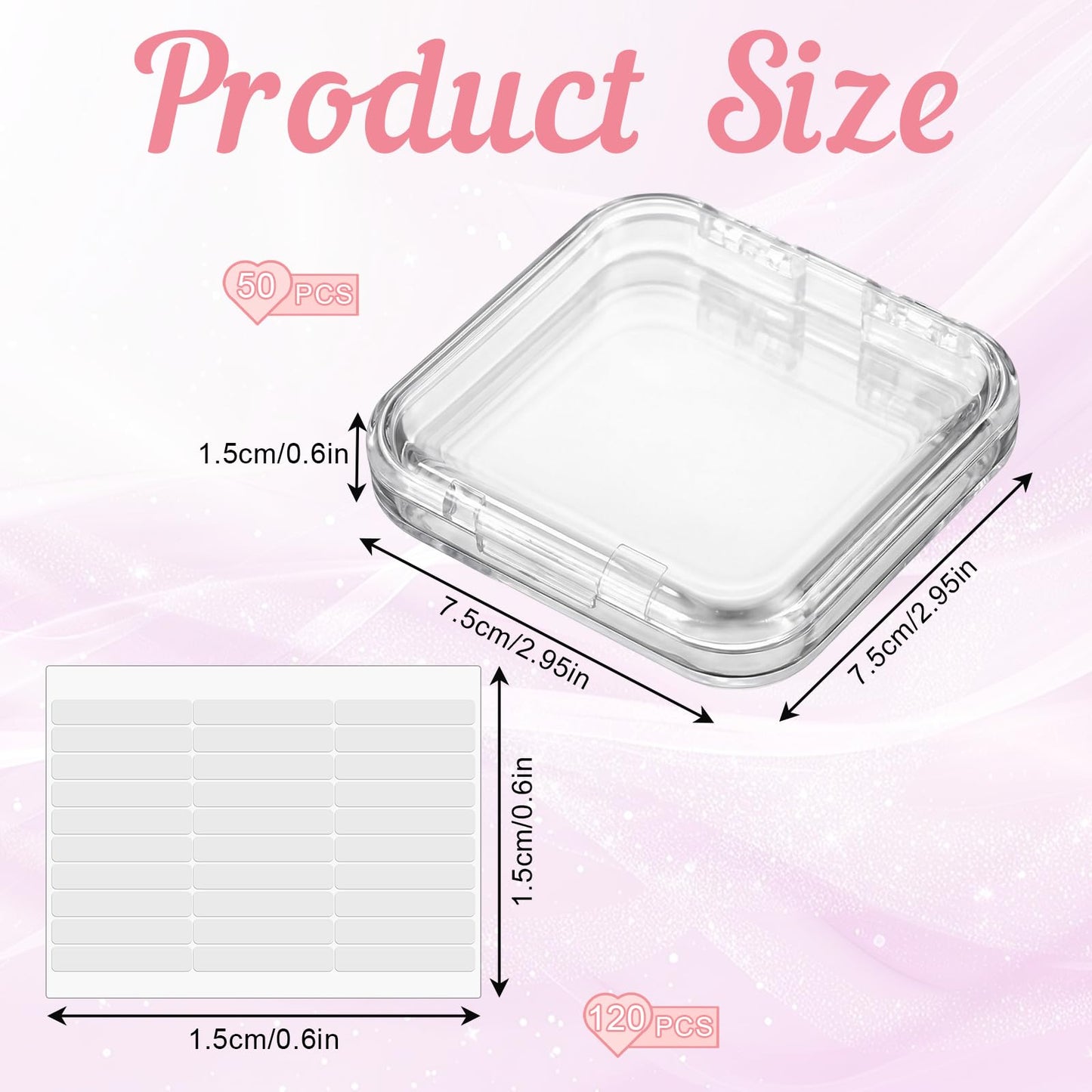 SHENLIU 50 Sets Press On Nail Storage Box, Clear Artificial Nail Display Case Acrylic Nail Boxes Press On Nail Packaging Box with Adhesive Double Sided Tape Nail Boxes for Nail Salon