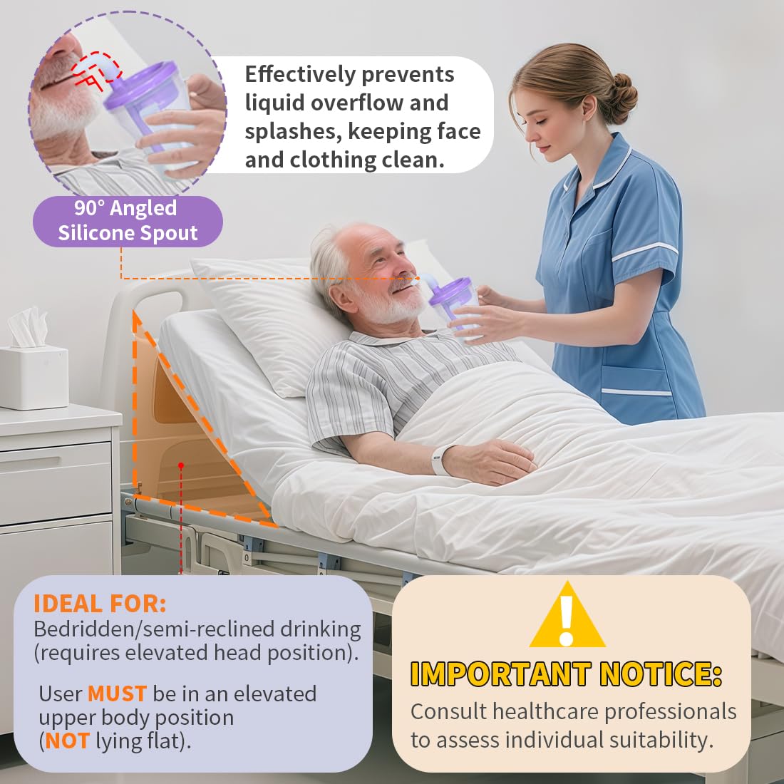 EZSLINGGLIDE Dysphagia Regulating Drinking Cup – Spill-Proof Adaptive Cup for Adults with Swallowing Difficulties, Elderly, Parkinson’s & Dementia Patients (Purple-Pack of 1 Count)