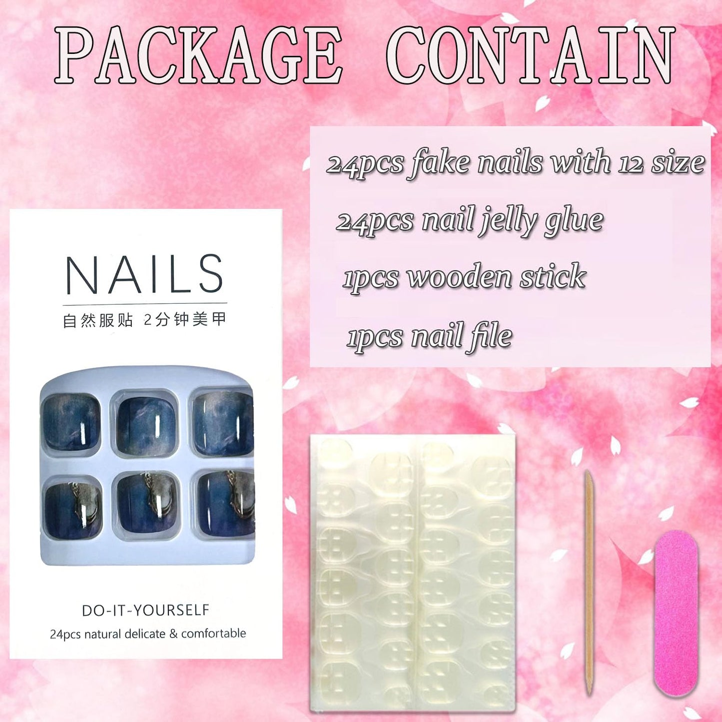 FIEONCIY Press on Toenails with Designs Acrylic Fake Nails for Toe Artificial False Nails with Charms Press on Toe Nails for Spring Summer Stick on Toenails for Women Girls(WSJ2541)