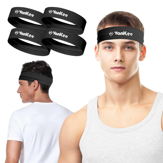 VanKee Sports Headbands for Men Cooling Sweatbands for Women Moisture Wicking Non Slip Workout Athletic for Running Yoga Tennis Basketball Fitness