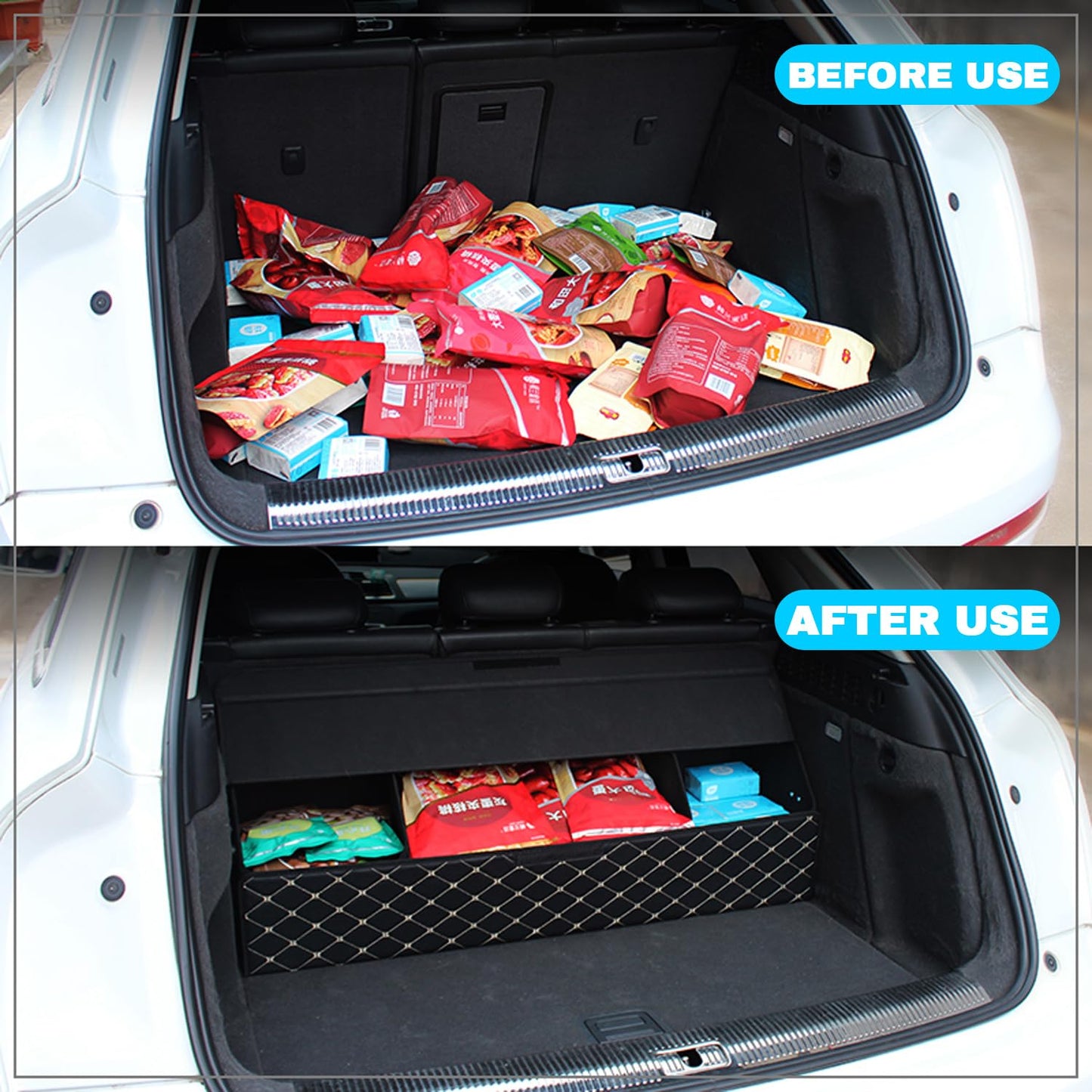 MAIBAOYUAN Car Trunk Organizer for LX 470/570 - Custom Fit, 4-Layer Cover, Large Space Outdoor Trunk Organizer with Leather, Hook and Loop Fastener Fix, All-Season Use