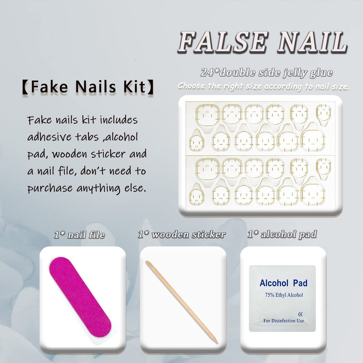 Pink Fake Nails Short Press on Nails Coffin False Nails with White Floral Designs Pink Full Cover Stick on Acrylic Nails Glitter Glossy Glue on Nails for Women