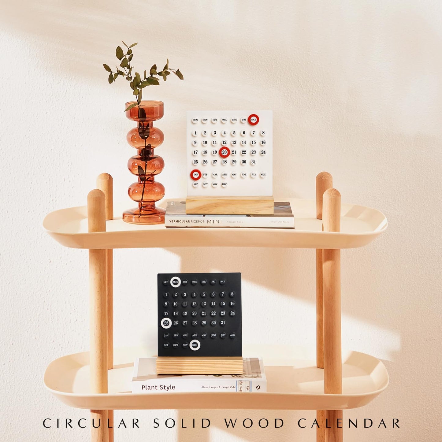 GDYOOSHOW Perpetual Calendar Desk Wood Calendar Stand Acrylic Calendar Desktop Decor for Livingroom Office Shop Bar Week Month Day Display(1pc black)