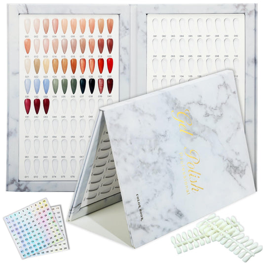 C12rtive 160 Nail Color Book,with 240 Flase Tips & 1-200 Number Sticker Labels,Professional Nail Color Swatches Book for Polish UV Gel(White)