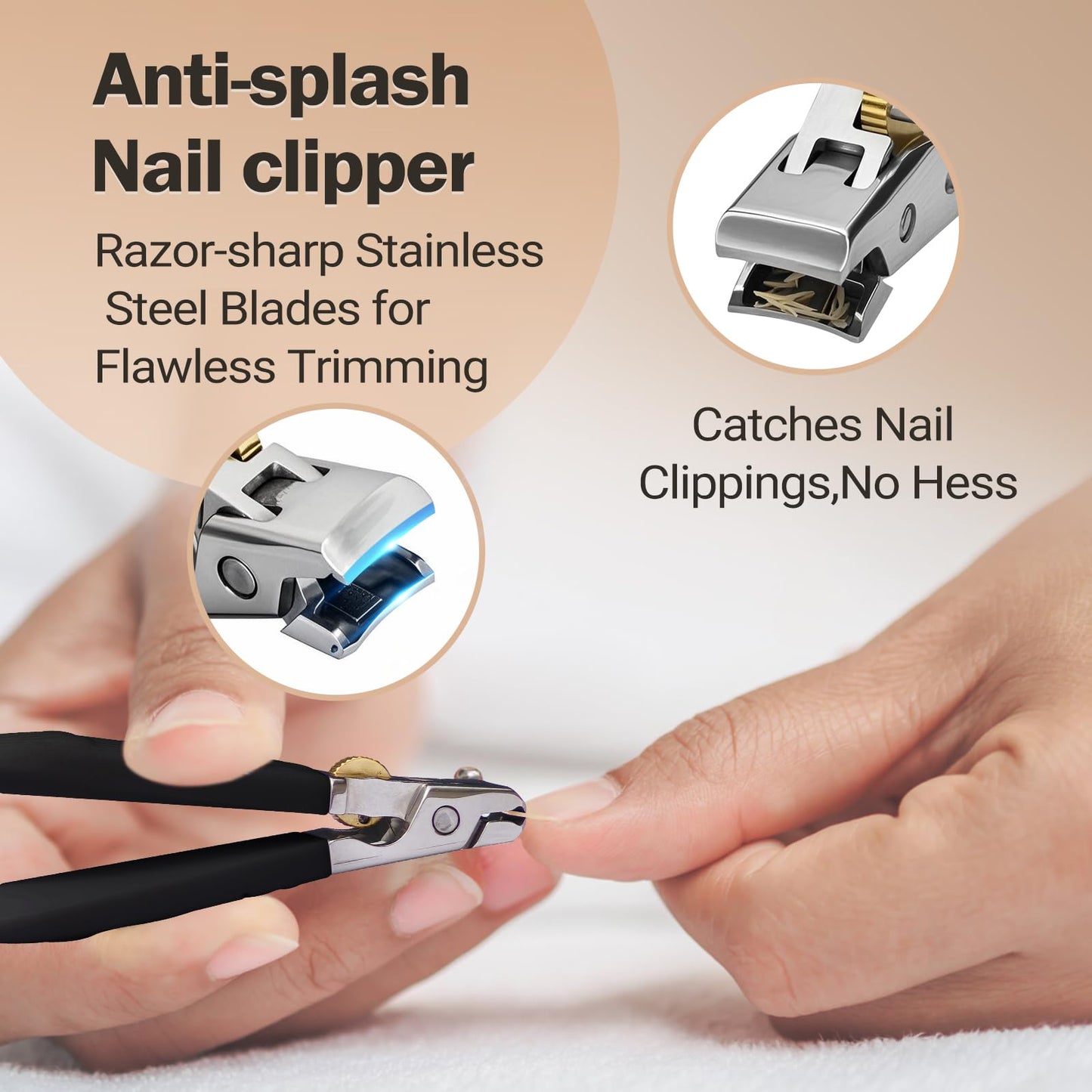 Sharp Toenail and Nail Clippers for Seniors – Heavy Duty for Thick Toenails & Fingernails, Wide Jaw, Anti-Slip Grip, Safety Lock & Splash Guard for Men, Women & Kids