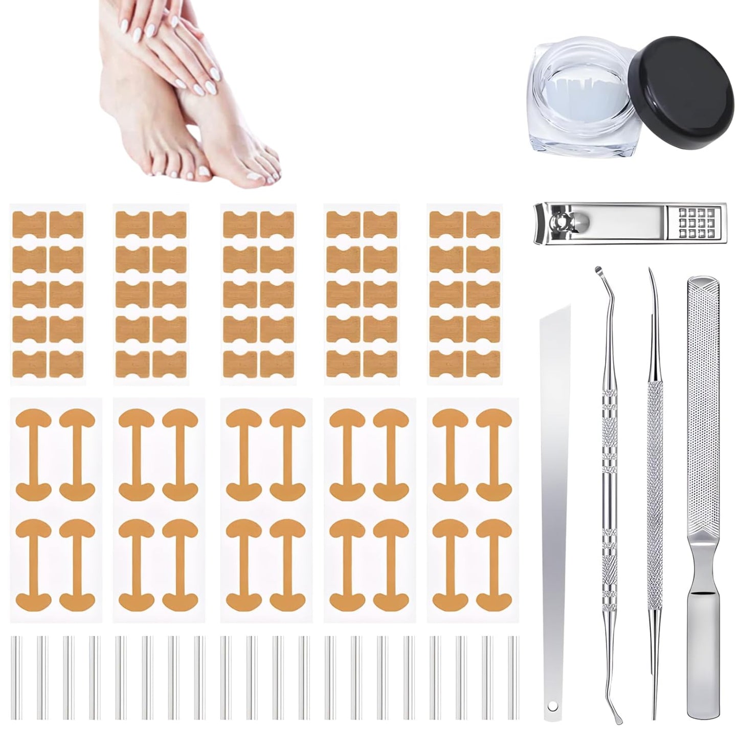 AD ADASTONE Ingrown Toenail Treatment Kit - 16Pcs Professional Ingrown Toenail Corrector with Strips, Patches & Pads - Medical Grade Ingrown Toenail Removal Tool for Painless Pedicure Recovery