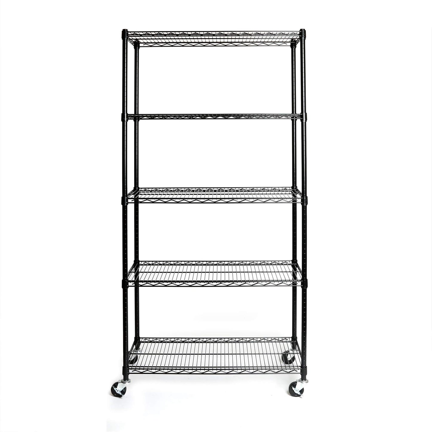 Seville Classics UltraDurable Heavy Duty NSF Solid Steel Wire Rack Storage Unit, Organizer for Garage, Warehouse, Office, Restaurant, Classroom, Kitchen, Black, 5-Tier Shelving, 36" W x 18" D