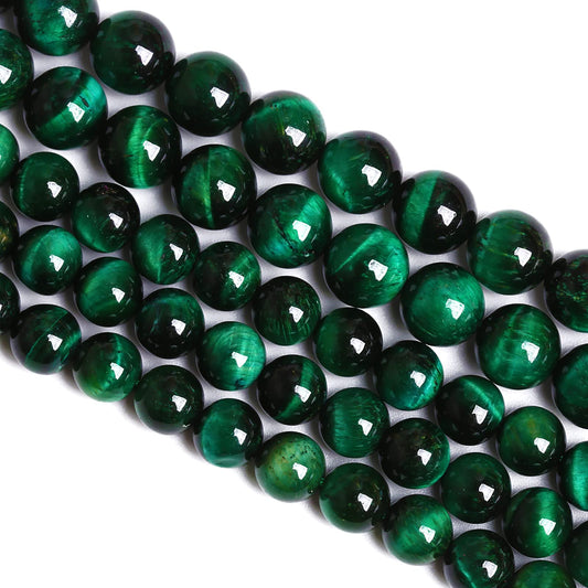 8mm 45PCS Natural Green Tiger Eye Stone Beads Spacer Round Loose Beads for Jewelry Making DIY Bracelet Accessories Strand 15 inches