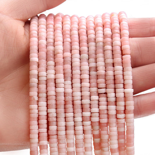 BONNY BOXX 150PCs Natural Pink Opal Spacer Beads, Loose Semi Precious Flat Round Gemstone Heishi Disc Stone Beads for Beading Jewelry Making 4mm*2mm
